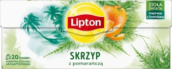 Herbata ziołowa w torebkach Lipton, skrzyp z pomarańczą, 20 sztuk x 1g