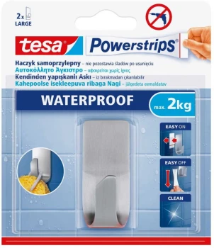 Haczyk samoprzylepny Tesa Powerstrips, łazienkowy, 1 sztuka, srebrny