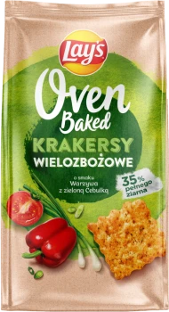 Krakersy wielozbożowe Lay’s Oven Baked, Crackers Veggies & Green Onion, warzywa z zieloną cebulką, 80g