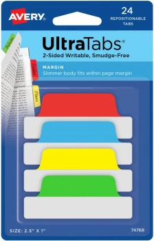 Zakładki samoprzylepne Avery Zweckform Ultra Tabs, indeksujące, 63.5x25.4mm, 24 sztuki, mix kolorów