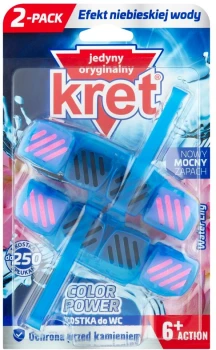 Kostka do WC z koszyczkiem Kret Color Power Water Lilly, kwiatowy, 2x40g