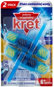 Kostka do WC z koszyczkiem Kret Color Power Lemon Harmony, cytrynowy, 2x40g