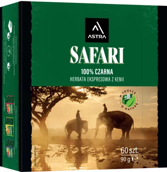 Herbata czarna w torebkach Astra Safari, 60 sztuk x 1.5g