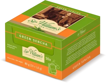Herbata zielona w kopertach Sir William's Tea Green Sencha, 50 sztuk x 1.6g