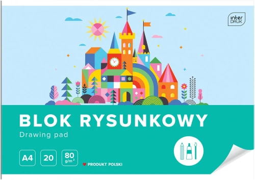 Blok rysunkowy Interdruk, A4, 20 kartek, biały, mix wzorów