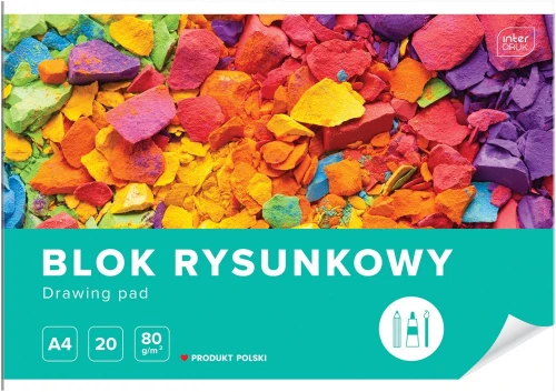 Blok rysunkowy Interdruk, A4, 20 kartek, biały, mix wzorów