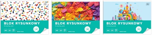 Blok rysunkowy Interdruk, A4, 20 kartek, biały, mix wzorów