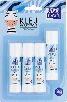 Klej w sztyfcie Oxford Kids, 8g, blister, 4 sztuki