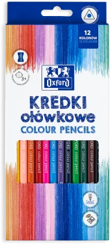 Kredki ołówkowe Oxford Regular, 12 sztuk + temperówka, mix kolorów