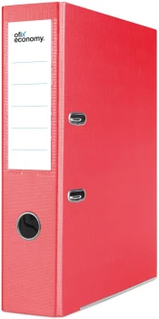 Segregator Ofix Economy, z zadrukiem wewnątrz, A4, szerokość grzbietu 75mm, do 500 kartek, czerwony