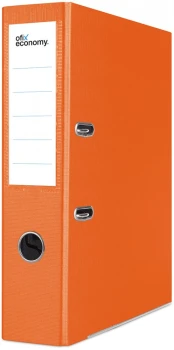 Segregator Ofix Economy, z zadrukiem wewnątrz, A4, szerokość grzbietu 75mm, do 500 kartek, pomarańczowy
