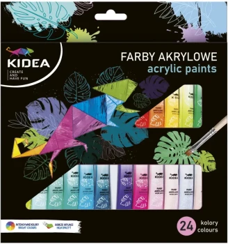 Farby akrylowe Kidea, w tubkach, 6ml, 24 sztuki, mix kolorów