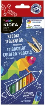 Kredki ołówkowe Kidea, trójkątne, 12 sztuk, mix kolorów