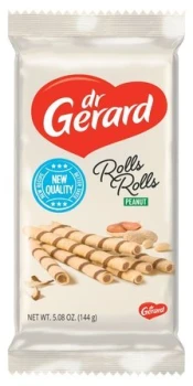 Rurki waflowe Dr Gerard Rolls Rolls Peanut, z kremem orzechowym, 144g