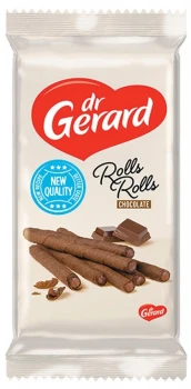 Rurki waflowe Dr Gerard Rolls Rolls Chocolate, z kremem czekoladowym, 144g