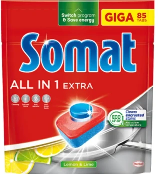 Tabletki do zmywarki Somat All in One Extra, lemon&lime, 85 sztuk
