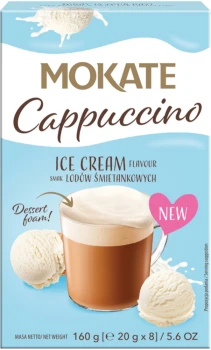 Kawa rozpuszczalna w saszetkach Mokate Cappuccino Ice Cream, lody śmietankowe, 8 sztuk x 20g