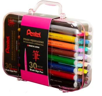 Pisaki pędzelkowe do kaligrafii Pentel SES15C, 30 sztuk, mix kolorów