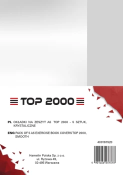 Okładka na zeszyt TOP2000, krystaliczna, A5, PP, 5 sztuk, przezroczysty