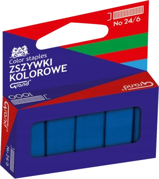 Zszywki kolorowe Grand, 24/6, 1000 sztuk, niebieski