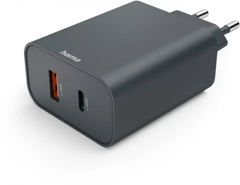 Ładowarka do telefonu Hama, Power Delivery, USB-C/USB-A, 45W, antracyt