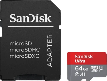 Karta pamięci Sandisk Ultra microSDXC 64GB + SD Adapter 140MB/s, A1 Class 10 UHS-I