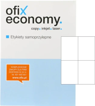 Outlet: USZKODZONE OPAKOWANIE Etykiety uniwersalne Ofix Economy, 105x148mm, 100 arkuszy, biały