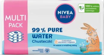 Chusteczki nawilżane Nivea Baby 99% Pure Water, 3x75 sztuk