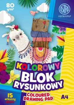 Blok rysunkowy Astrapap, A4, 15 kartek, kolorowy, barwiony w masie