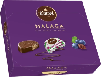 Outlet: Bombonierka Wawel Malaga, śmietankowy z rodzynkami, 330g