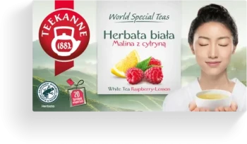 Herbata biała smakowa w torebkach Teekanne White Tea Rasberry-Lemon, malina z cytryną, 20 sztuk x 1.25g