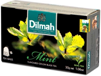 Outlet: Herbata czarna aromatyzowana  w torebkach Dilmah Mint, mięta, 20 sztuk x 1.5g