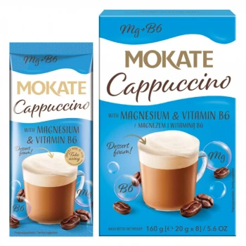 Outlet: Kawa rozpuszczalna w saszetkach Mokate Cappuccino, z magnezem, 8 sztuk x 20g