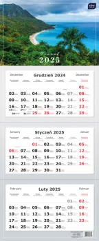 Kalendarz ścienny 2025, Interdruk, trójdzielny, 825x340mm, widoki