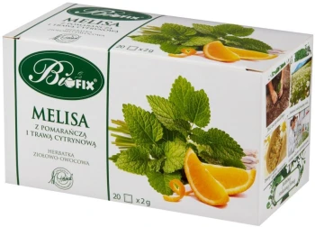 Outlet: Herbata ziołowa w torebkach BiFix, melisa i pomarańcza, 20 sztuk x 2g