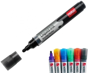 Outlet: Marker suchościeralny Nobo Liquid Ink, okrągła, 6 sztuk, mix kolorów