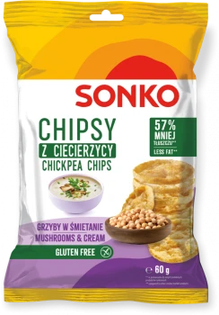 Chipsy z ciecierzycy Sonko, grzyby w śmietanie, 60g