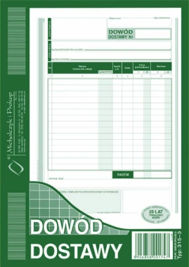 Druk akcydensowy Dowód dostawy MiP 315-3, A5, wielokopia, 80k