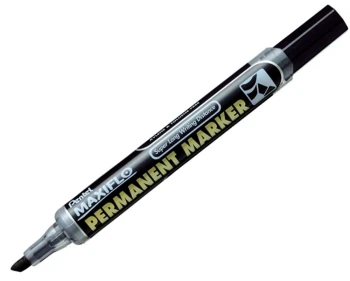 Marker permanentny Pentel NLF50, z tłoczkiem, ścięta, 4.5x2 mm, czarny