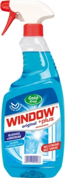 Płyn do mycia szyb Window Plus Gold Drop, z amoniakiem, z rozpylaczem, 750ml