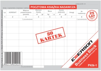 Druk akcydensowy Pocztowa książka nadawcza Emerson PKN-1, A5, wielokopia, 80k