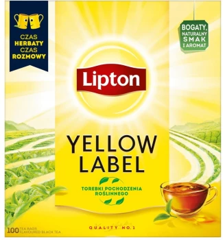 Herbata czarna w torebkach Lipton Yellow Label, 100 sztuk x 2g