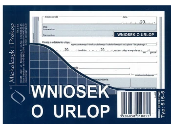 Druk akcydensowy Wniosek o urlop MiP 515-5, A6, offsetowy, 40k