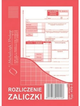 Druk akcydensowy Rozliczenie zaliczki MiP 409-5, A6, offsetowy, 40k