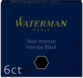 Naboje do piór Waterman, International, krótkie, 6 sztuk, czarny