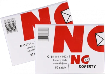 2x Koperta standardowa NC, C6, samoklejąca SK, 50 sztuk, biały