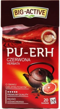 3x Herbata czerwona w torebkach Big-Active Pu-erh & Grejpfrut, 20 sztuk x 1.8g