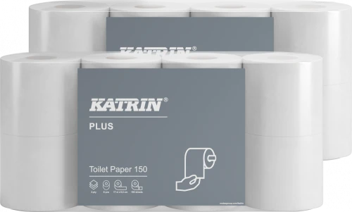 2x Papier toaletowy Katrin Plus, 3-warstwy, w rolce, 96mm x 17.25m, 8 sztuk, biały