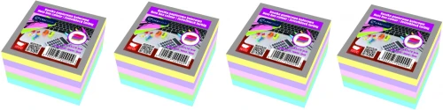 4x Karteczki do notatek Interdruk, nieklejone, 85x85x70mm, 500 kartek, mix kolorów pastelowych