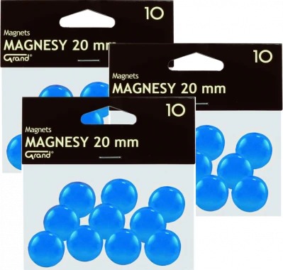 3x Magnesy Grand, 20mm, 10 sztuk, niebieski